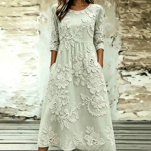 New digital short-sleeved printed women's 7-point sleeve casual dress m303012