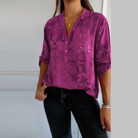Women's fashion high-end temperament elegant printed shirt top m302310