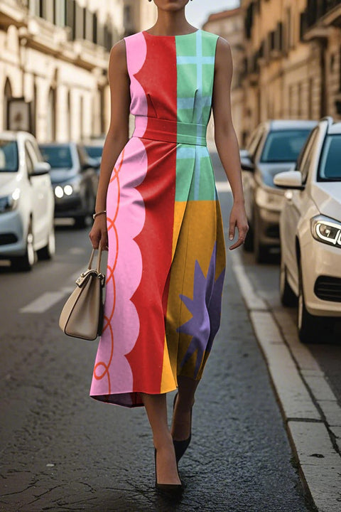 Floral Ocean Timeless Elegant Dress Sleeveless M302750-1
