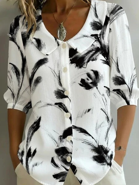 3D digital printing women's versatile flower spring and summer fashion shirt m302608