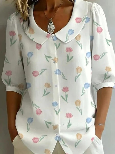 3D digital printing women's versatile flower spring and summer fashion shirt m302608