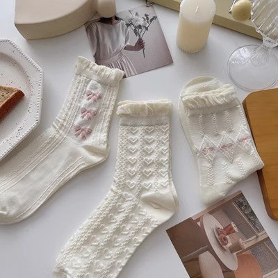 White lace socks, children's mid length socks m1915010461