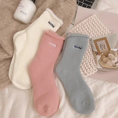 Embroidered snow socks, children's mid length socks, pure cotton autumn and winter floor long socks, m1915010464