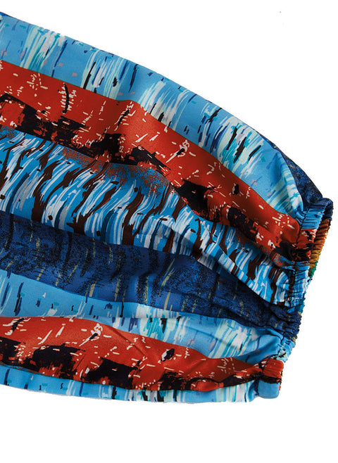 Color Block V Neckline 3/4 Sleeves Blouses m1512960 (5556422)