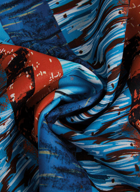 Color Block V Neckline 3/4 Sleeves Blouses m1512960 (5556422)