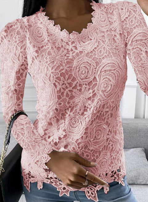 Stripe Round Neckline Long Sleeve Blouses m161512102 (5829163)