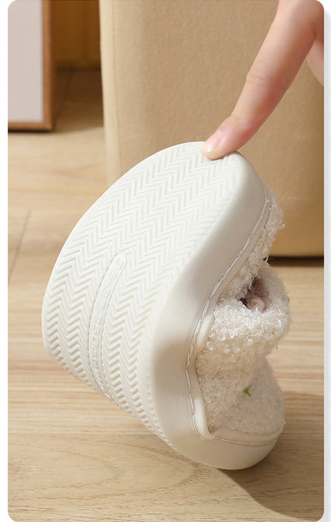 Winter cute moon clock home cotton slippers m1915010642