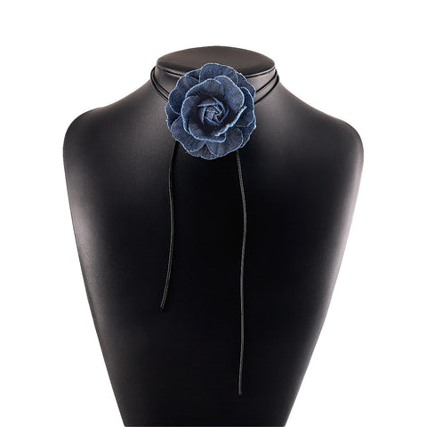 Small Fragrant Cowboy Blue Rose Necklace m1915010515