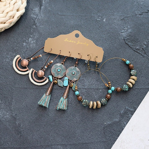 Bohemian ethnic style long earrings m1915010447