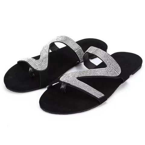 Diamond sandals summer flat bottomed casual open toe Roman women's slippers m1915010640