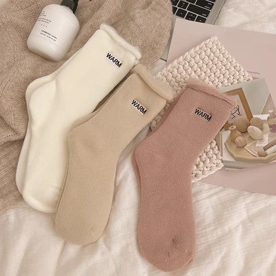 Embroidered snow socks, children's mid length socks, pure cotton autumn and winter floor long socks, m1915010464
