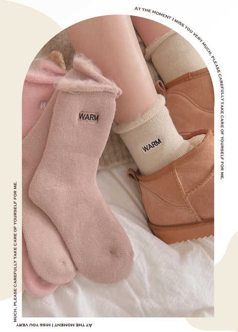 Embroidered snow socks, children's mid length socks, pure cotton autumn and winter floor long socks, m1915010464