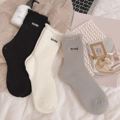 Embroidered snow socks, children's mid length socks, pure cotton autumn and winter floor long socks, m1915010464